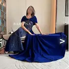 فستان ازرق فخم مخمل ومن الامام ترتر