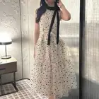 فستان طويل ابيض واسود بولكا دوت مقاس xs