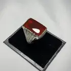 خاتم عقيق يماني احمر زجاجي