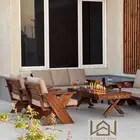 جلسات خارجيه خشب طبيعي للحديقه ومراكن خشب