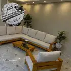 جلسة خارجية خشب سويدي حرف L جودة عالية