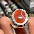 خاتم عقيق يماني زجاجي صياغة عارف