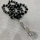 سبحه فاخرة كريستال أسود بشراب طربزونة وفواصل زركون