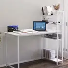 طاولة مكتب عملية وأنيقة - بتصميم عصري ورفوف جانبية للتخزين