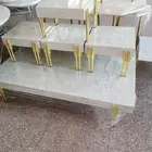 طقم طاولات قهوة 5 قطع بديل رخام و بديل الخشب