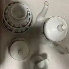 صحون صيني مكون من صحن صغيرووسط دائري وصحن طويل بيضاوي