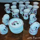 طقم كاسات شاهي بصحونها وفناجين قهوه