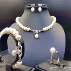طقم فضةلؤلؤ طبيعي زراعي جديد طقم كامل فاخر بالفضة الاصلي