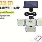 مصباح حائط طاقة شمسية LED 333 مقاوم للماء بمستشعر حركة