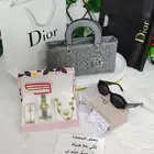طقم هدية نسائي فخم جوده عاليه شنطه مع نظاره و طقم ساعه ديور