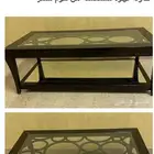أثاث طاولة قهوة سوداء زجاج والاطار خشب