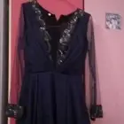 فستان سهره كحلي شيفون ب اكمام شفاف لم يلبس الفستان موجود