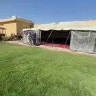 بيت شعر جملون شبه جديد مع واجها بلاستك شفاف
