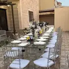 تأجير كراسي شفافه تأجير جلسات مرتفعه تأجير طاولات بوفيه