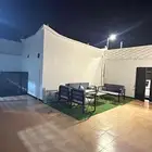 شاليه للإجار وللبيع غرفتين نوم وصاله ودورتن مياه ومسبح وحوش