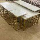 طاوله استيل شرط ذهبيه ورخام
