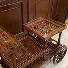 عربة طعام شاي خشب يدوي