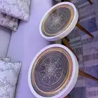 طقم طاولات خدمه تركي خشب رسومات جمييله جدا 3 مقسات