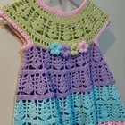 فستان كروشيه تناسب من 4 الى 5 سنوات