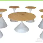 طقم طاولات كنب خشب قواعد حديد 1 6