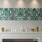 طقم لوحات كانفاس فخم (3 قطع) مودرن ذهبي وتركوازي - جديد