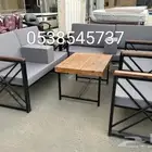 كراسي خشب طقم واحد طاوله 7 نفر كراسي حديد 7 نفر