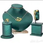 طقم نسائي سلسال واسواره مع خاتم بالاسم مطلي ذهب