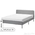 سرير ايكيا نفر ونص لون رمادي مع مرتبه