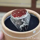 خاتم عقيق يماني احمر على كبدي