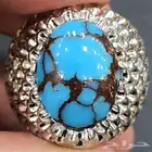 خاتم فيروز سيناوي طبيعي مرصع اللماس