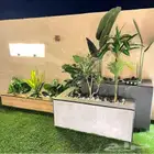 تنسيق حدائق وعشب طبيعي ومظلات وشلالات