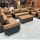 كنب جلد مكتبي فخم لون جملي و اسود و اخضر