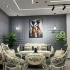 طقم كنب كلاسيك مع قماش تطريز يدوي