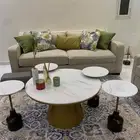 طاولات رخام مكس بني وذهبي