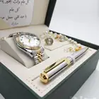 طقم رجالي شكل رولكس ساعه ضد الماء ضمان سنه