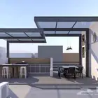 حداد مظلات وجلسات بشكل خشبي