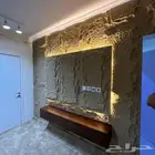 تركيب شاشه عباره عن بديل حجر يعطي قمه الروعه تركيب طاوله خشب