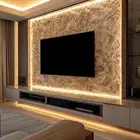 عمل ديكور شاشه هبه جديده صفايح حجريه مع ارفف مضيئه
