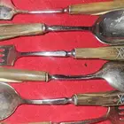 طقم قديم جدا شوك وملاعق مقبض زراف جناح ذهبي