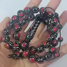 سبحة فاخرة يسر حجازي طبيعي بحر احمر مطعم فضة وكسر مرجان