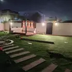 تنسيق حدائق عشب صناعي شلالات مظلات عشب طبيعي