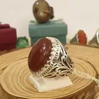 خاتم عقيق يماني كبدي مجزع فاخر