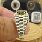 خاتم موزنايت أخضر مرصع ب 4 الماسات