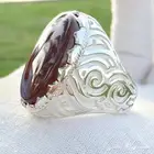 Yemeni cherry agate ring heavy silver