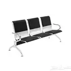 كراسي انتظار 3 مقاعد مبطنة بالجلد المريح