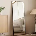 مرايه ارضيه كامله الطول مودرن بإطار معدن اسود فضي وذهبي