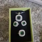 طقم فضة 925 محلى بفصوص زاركون خضراء