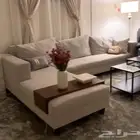 كنب حرف L اللون بيج - الافلاج