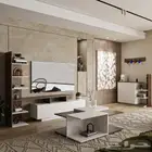 ركن قهوة برفوف لون أبيض مع بني
