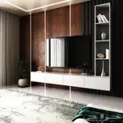 طاولة شاشة برفوف لون أبيض